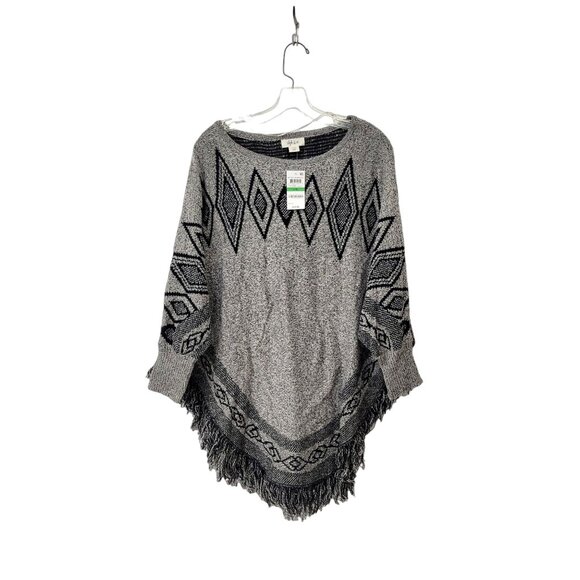 Style & Co Retro Romance Fringed Boho Poncho Sweater NWT - Picture 1 of 3